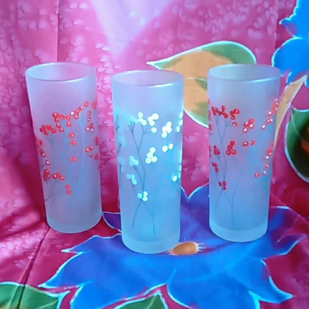 ANTIQUE FROSTED FRANCE HIGH BALL GLASSES